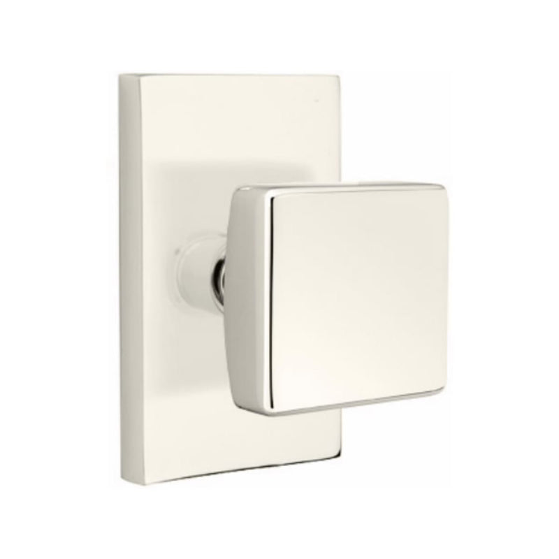 Emtek Square Knob with Modern Rectangular Rosette