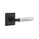 Emtek Select L-Square White Marble Lever Concealed Screws  with Quincy Rosette