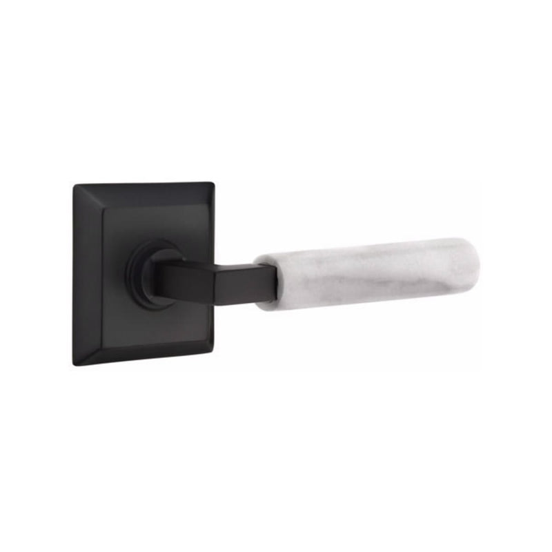 Emtek Select L-Square White Marble Lever with Quincy Rosette