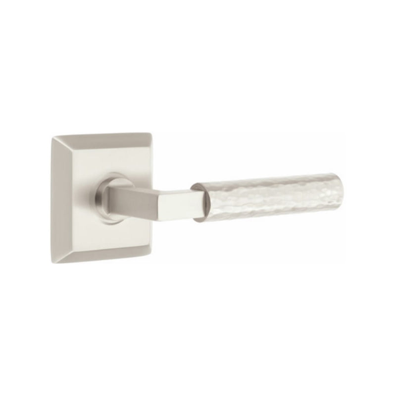 Emtek Select L-Square Hammered Lever with Quincy Rosette