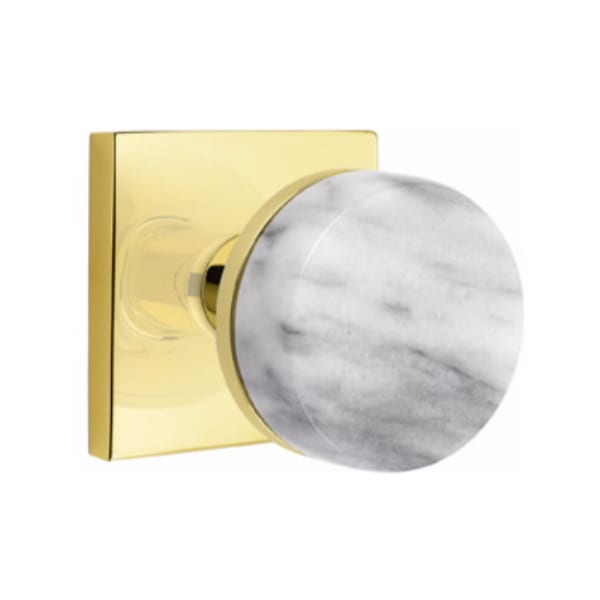 Emtek Select Conical White Marble Knob Concealed Screws with Square Rosette