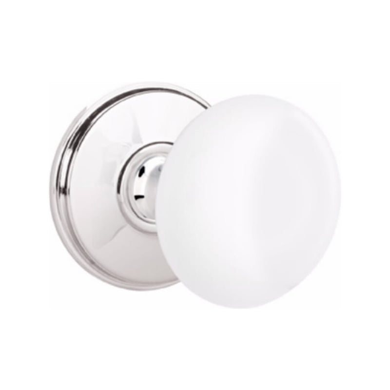 Emtek Brass Rosette Ice White Knob Concealed Screws With Watford Rosette