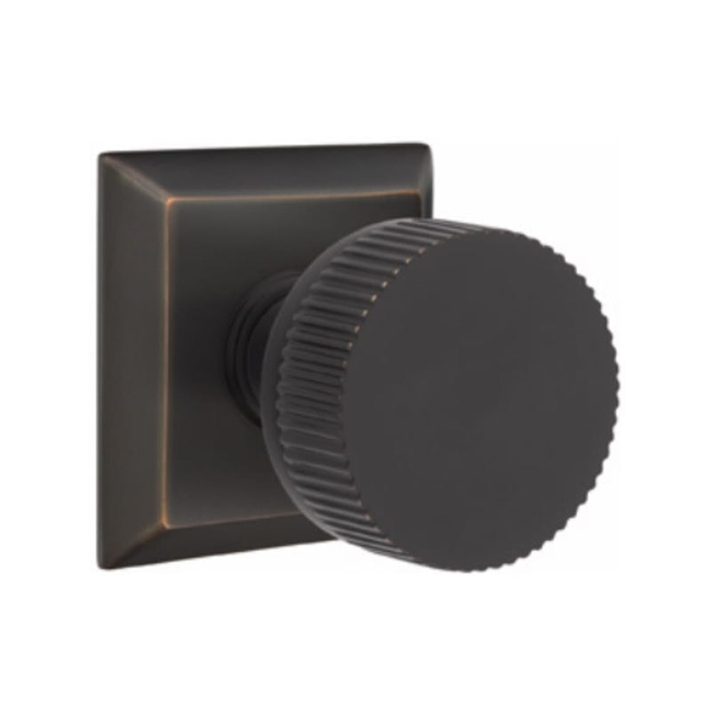 Emtek Select Conical Straight Knurled Concealed Screws Knob with Quincy Rosette