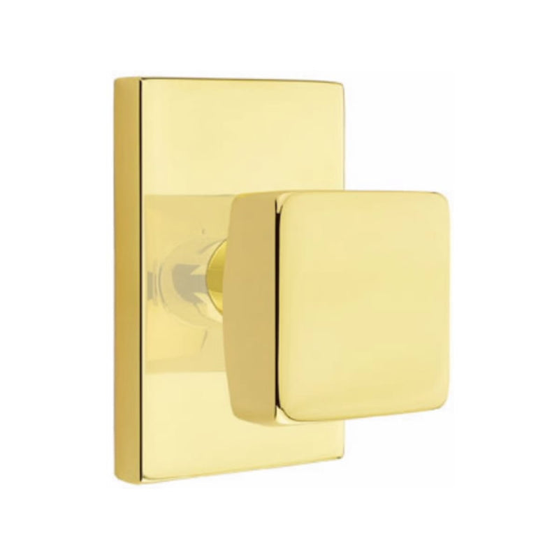 Emtek Square Knob with Modern Rectangular Rosette