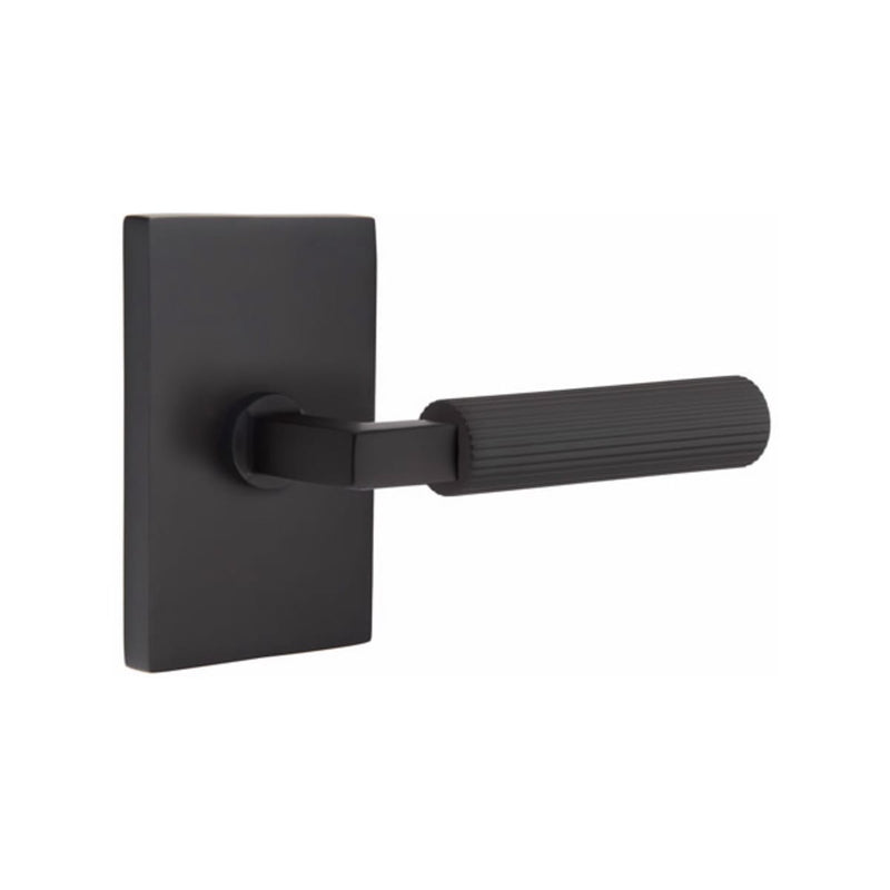 Emtek Select L-Square Straight Knurled Lever with Modern Rectangular Rosette