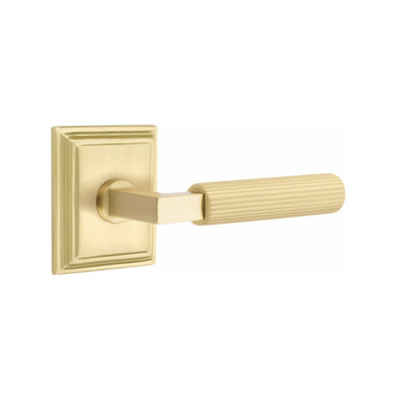 Emtek Select L-Square Straight Knurled Lever with Wilshire Rosette