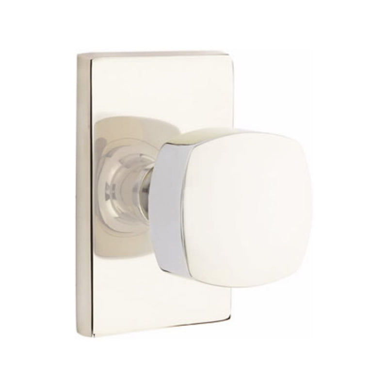 Emtek Freestone Knob with Modern Rectangular Rosette