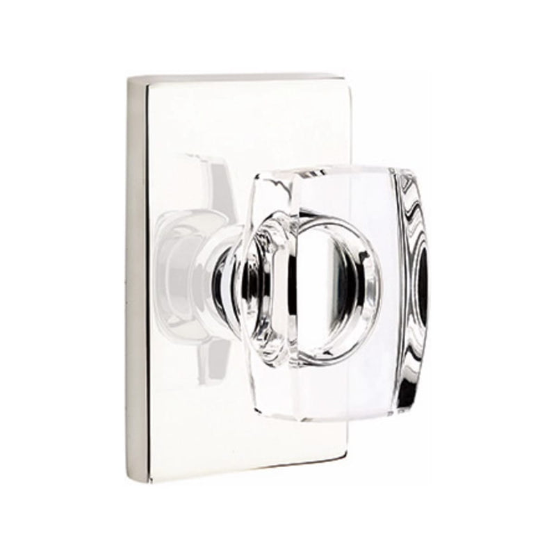 Emtek Windsor Knob Concealed Screws with Modern Rectangular Rosette