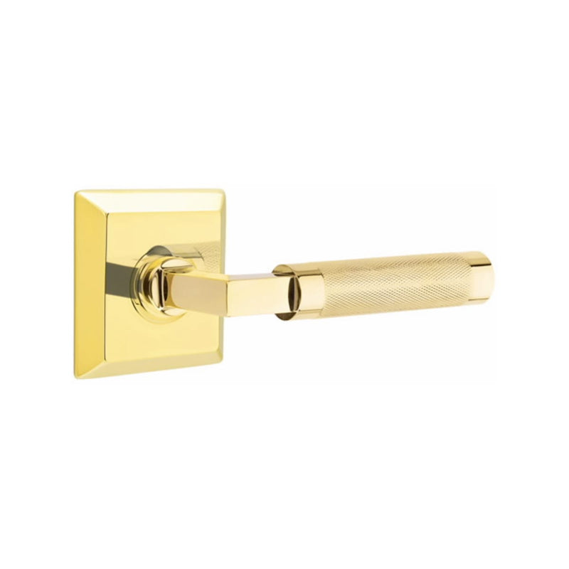 Emtek Select L-Square Knurled Lever Concealed Screws with Quincy Rosette