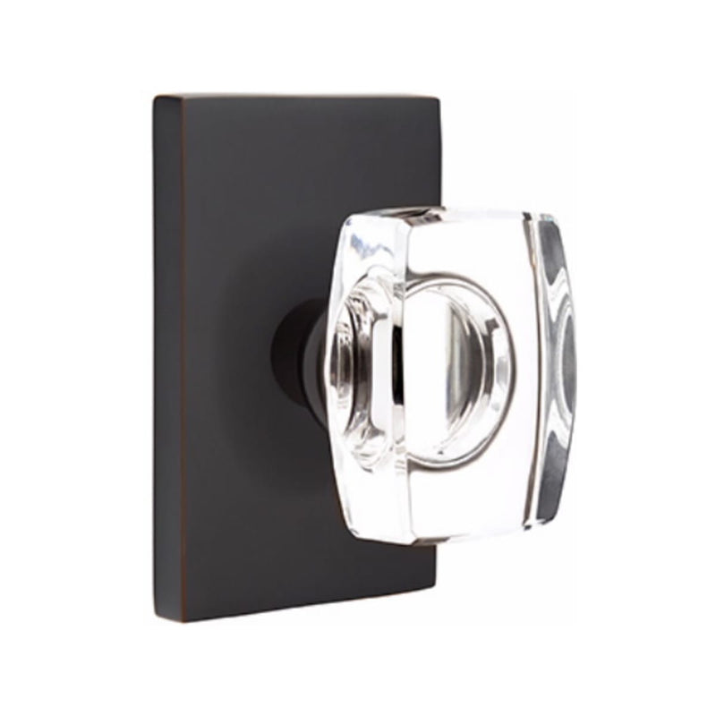 Emtek Windsor Knob Concealed Screws with Modern Rectangular Rosette