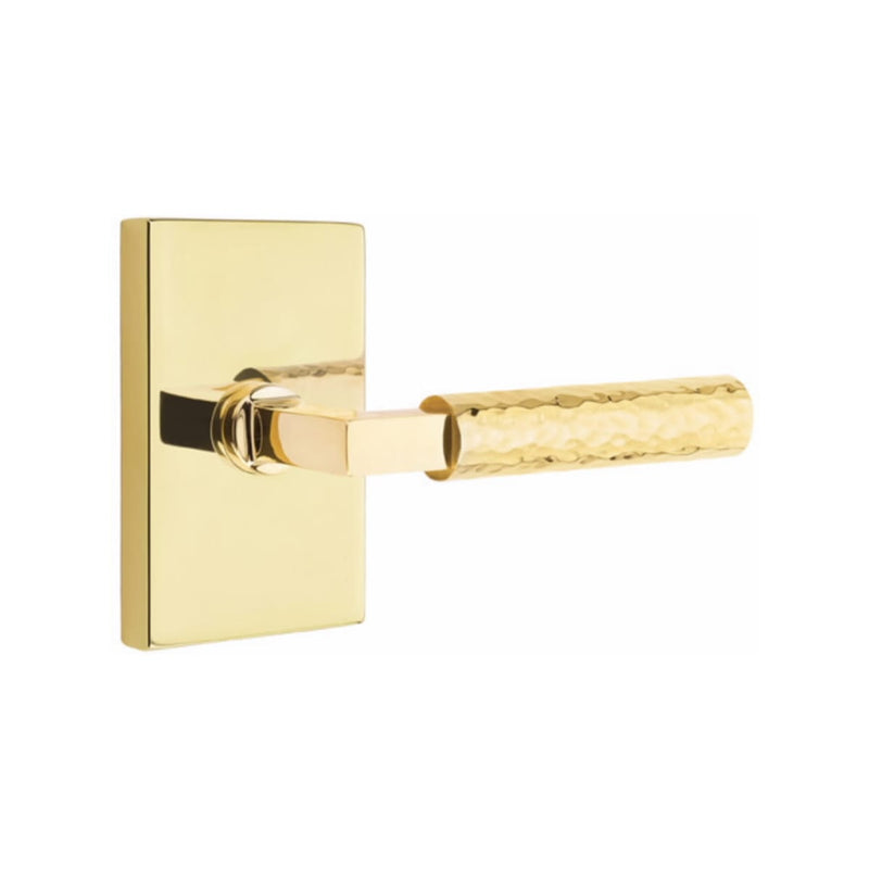 Emtek Select L-Square Hammered Lever Concealed Screws with Modern Rectangular Rosette