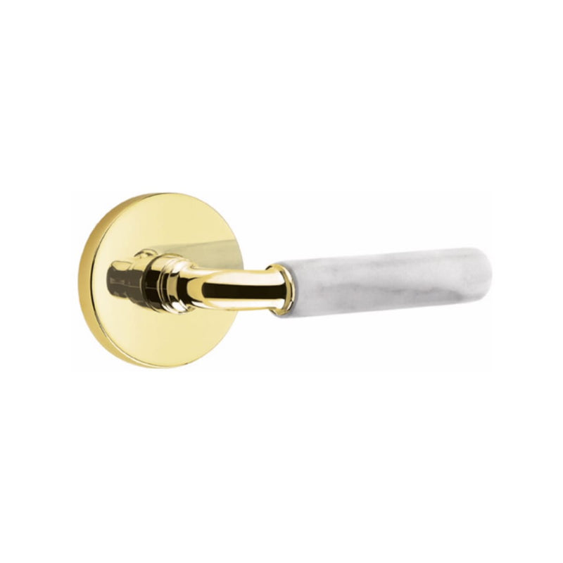 Emtek Select R-BAR White Marble Lever Concealed Screws with Disk Rosette