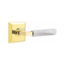 Emtek Select L-Square White Marble Lever Concealed Screws  with Quincy Rosette