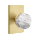 Emtek Select Conical White Marble Knob with Modern Rectangular Rosette