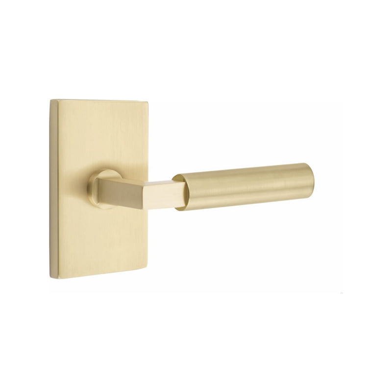 Emtek Select L-Square Smooth Lever Concealed Screws with Modern Rectangular Rosette