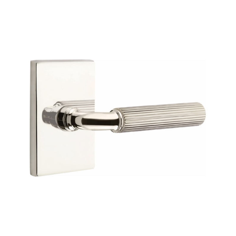 Emtek Select R-BAR Straight Knurled Lever with Modern Rectangular Rosette