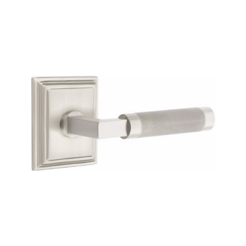 Emtek Select L-Square Knurled Lever Concealed Screws with Wilshire Rosette