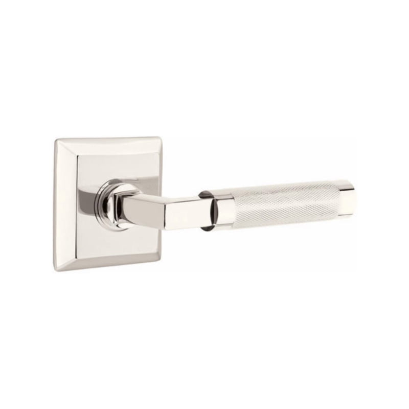 Emtek Select L-Square Knurled Lever Concealed Screws with Quincy Rosette
