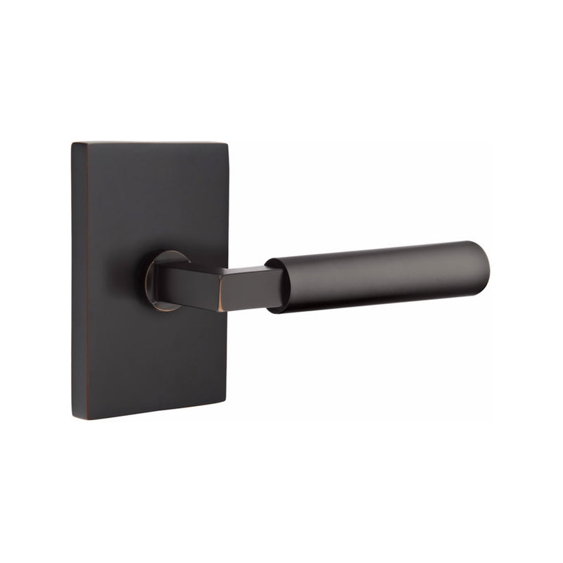Emtek Select L-Square Smooth Lever Concealed Screws with Modern Rectangular Rosette