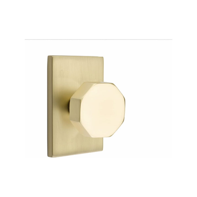 Emtek Octagon Knob Concealed Screws with Modern Rectangular Rosette
