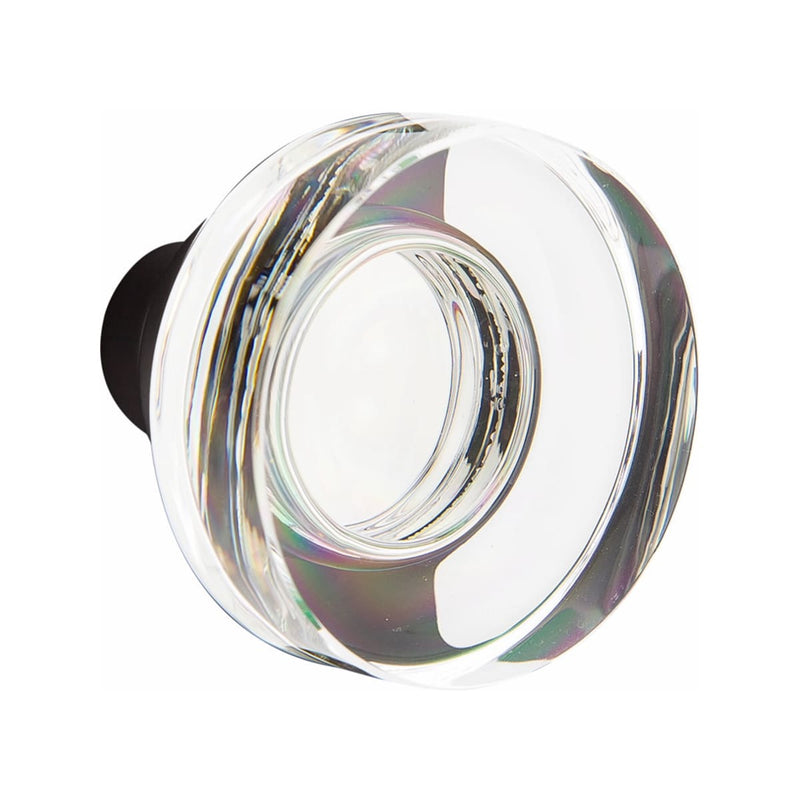 Emtek Orleans Brass Tubular Entry set with Modern Disc Glass Knob