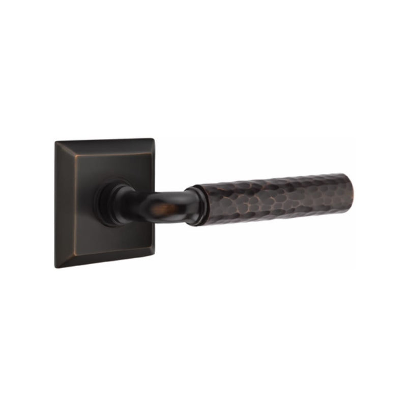 Emtek Select R-BAR Hammered Lever with Quincy Rosette