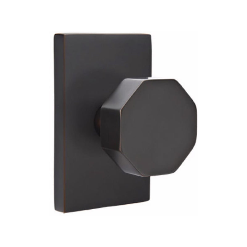 Emtek Octagon Knob with Modern Rectangular Rosette