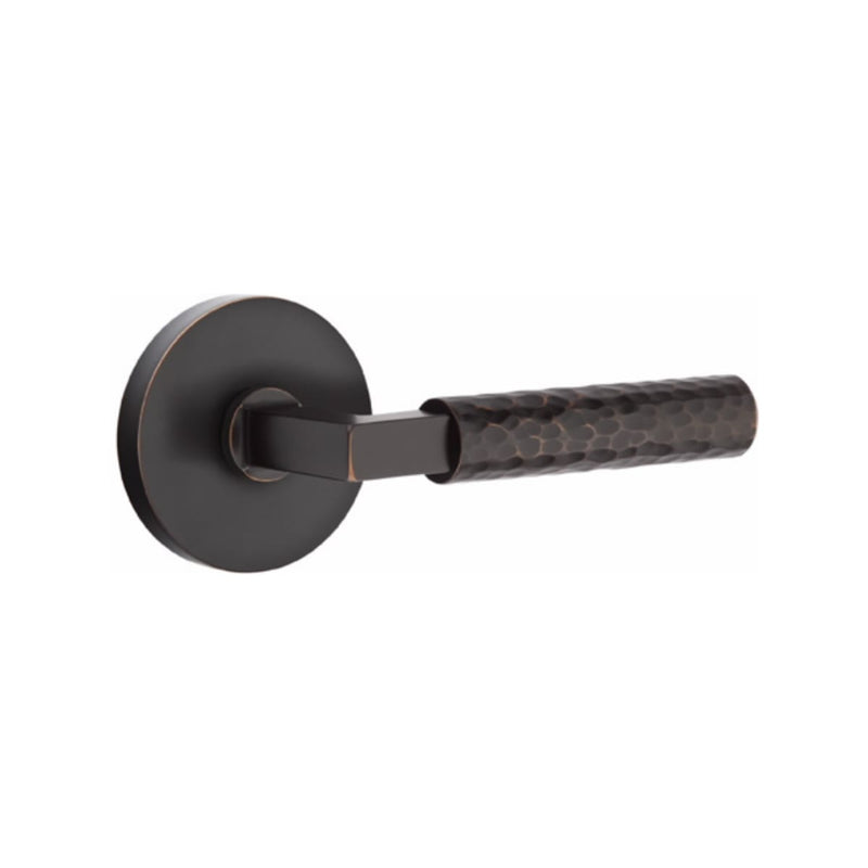 Emtek Select L-Square Hammered Lever with Disk Rosette