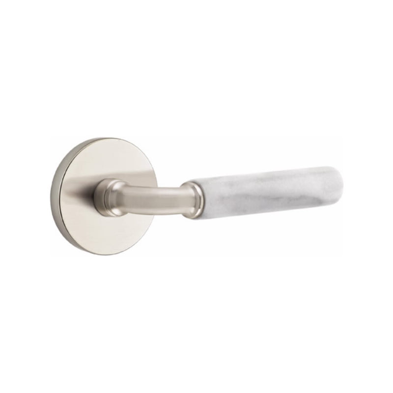 Emtek Select R-BAR White Marble Lever Concealed Screws with Disk Rosette