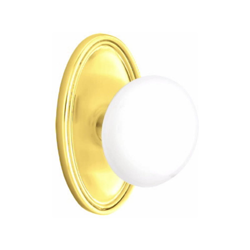 Emtek Brass Rosette Ice White Knob Concealed Screws With Oval Rosette