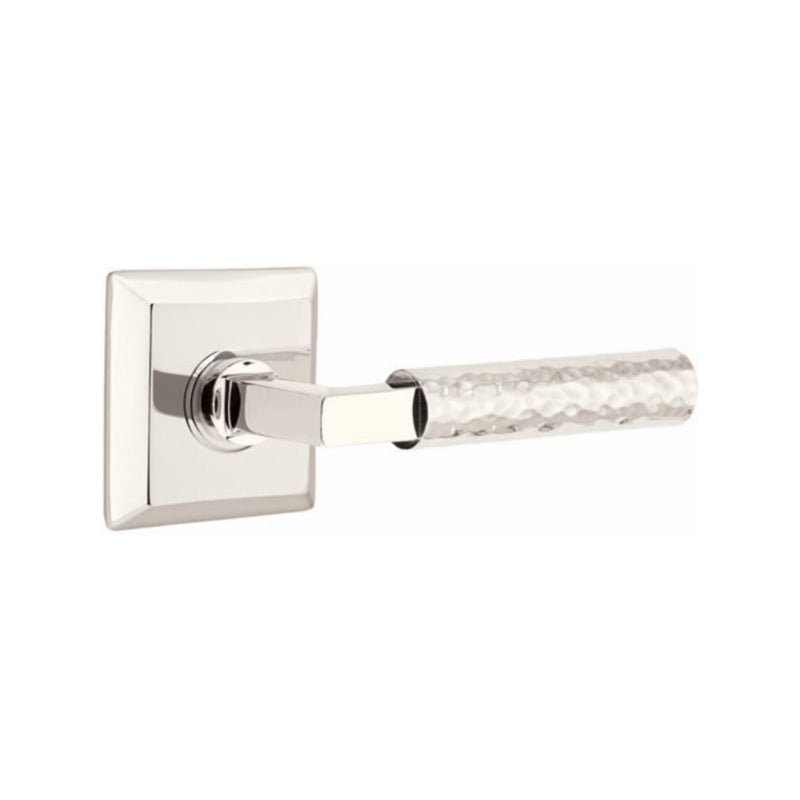 Emtek Select L-Square Hammered Lever with Quincy Rosette