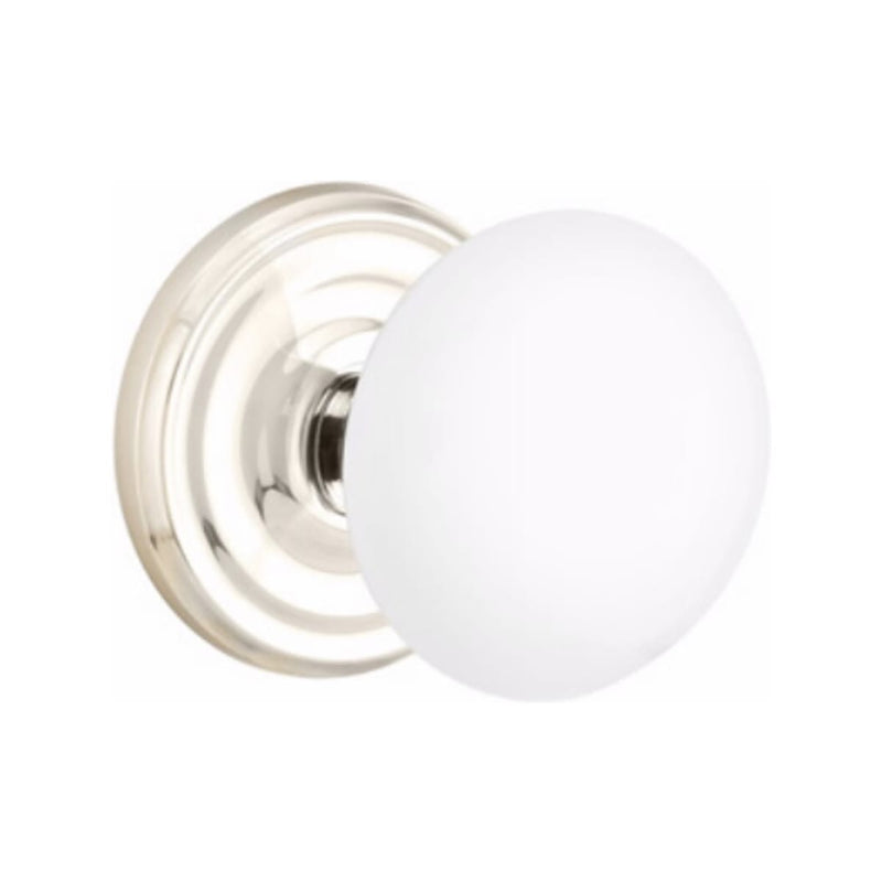 Emtek Brass Rosette Ice White Knob With Regular Rosette