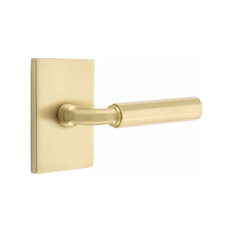 Emtek Select R-BAR Faceted Lever Concealed Screws with Modern Rectangular Rosette