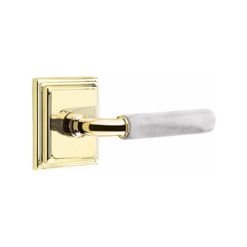 Emtek Select R-BAR White Marble Lever with Wilshire Rosette