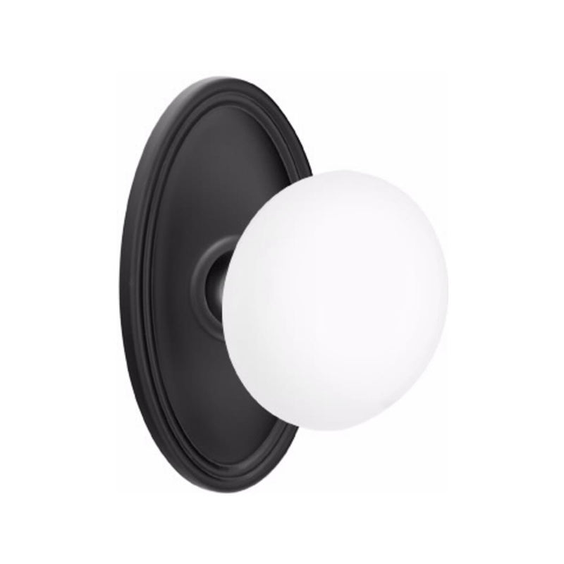 Emtek Brass Rosette Ice White Knob Concealed Screws With Oval Rosette