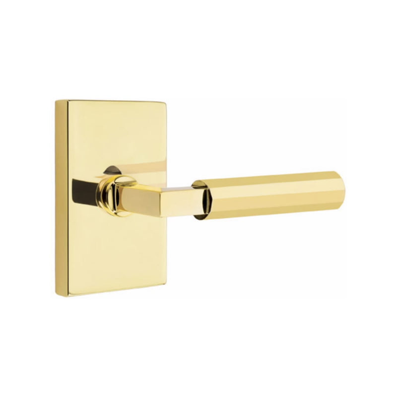 Emtek Select L-Square Faceted Lever Concealed Screws with Modern Rectangular Rosette