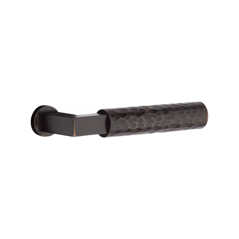 Emtek Knoxville Brass Tubular Entry set with Select L-Square Hammered Lever