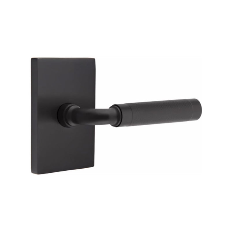 Emtek Select R-BAR Knurled Lever with Modern Rectangular Rosette