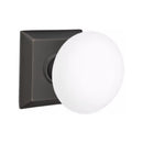 Emtek Brass Rosette Ice White Knob With Quincy Rosette