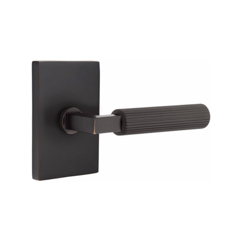 Emtek Select L-Square Straight Knurled Lever with Modern Rectangular Rosette