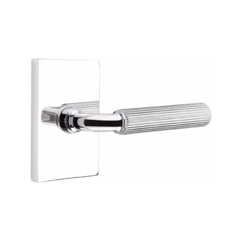 Emtek Select R-BAR Straight Knurled Lever with Modern Rectangular Rosette