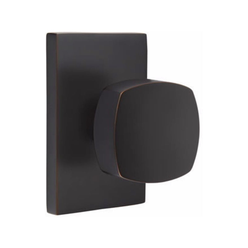Emtek Freestone Knob Concealed Screws with Modern Rectangular Rosette