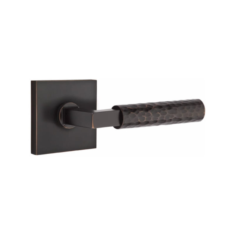 Emtek Select L-Square Hammered Lever Concealed Screws with Square Rosette