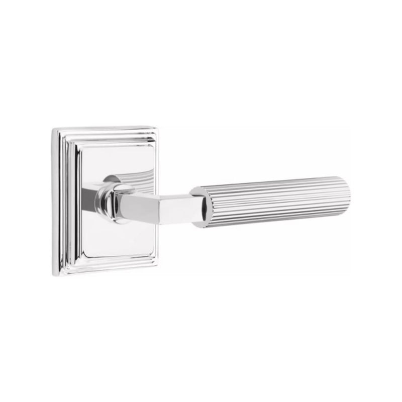 Emtek Select L-Square Straight Knurled Lever with Wilshire Rosette