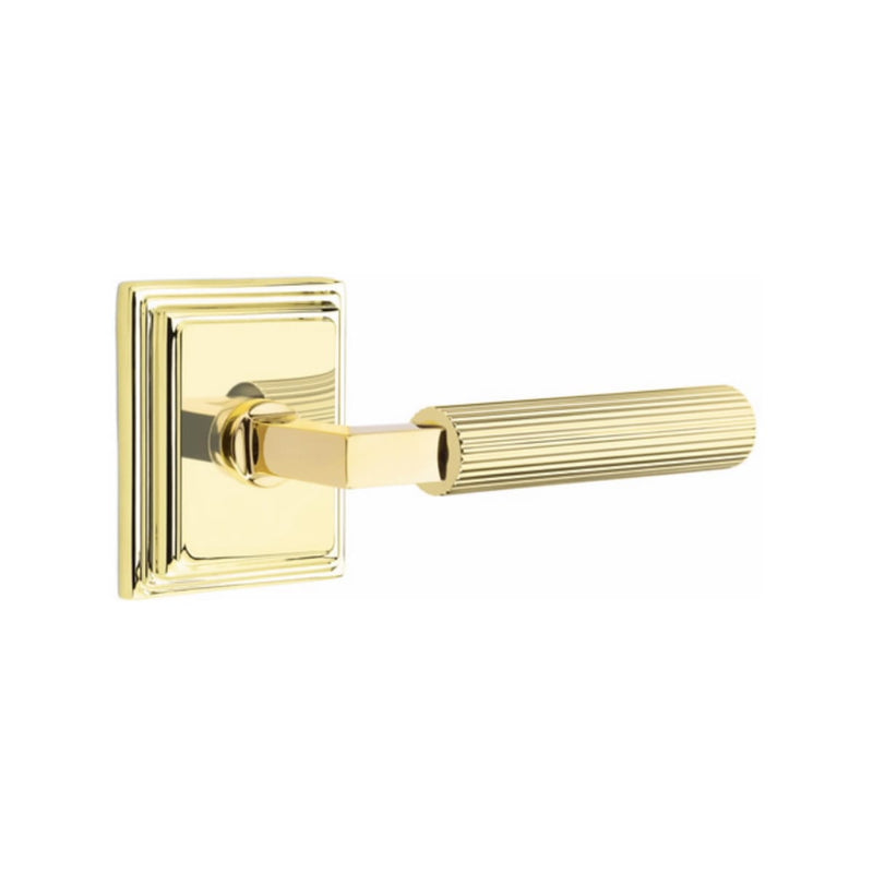 Emtek Select L-Square Straight Knurled Lever Concealed Screws with Wilshire Rosette