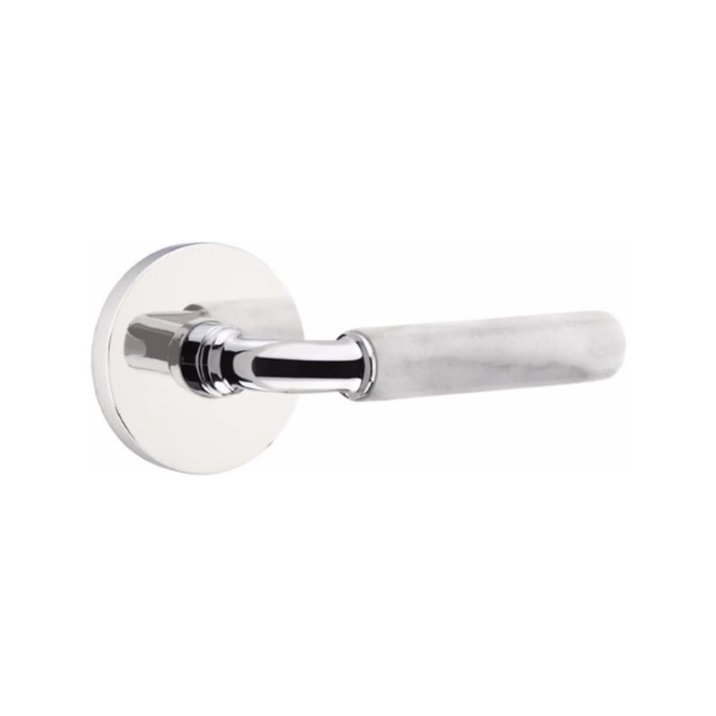 Emtek Select R-BAR White Marble Lever Concealed Screws with Disk Rosette