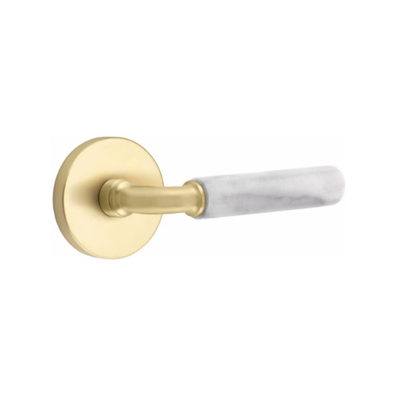 Emtek Select R-BAR White Marble Lever Concealed Screws with Disk Rosette