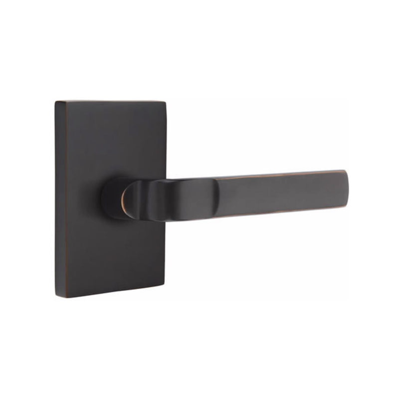 EMTEK Aston Lever with Modern Rectangular Rosette