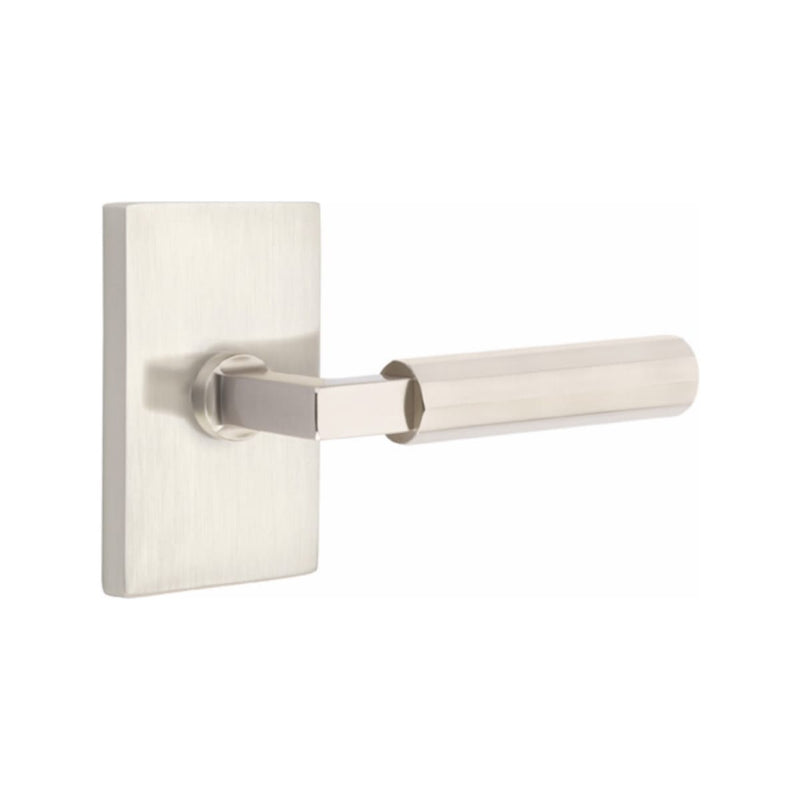 Emtek Select L-Square Faceted Lever Concealed Screws with Modern Rectangular Rosette