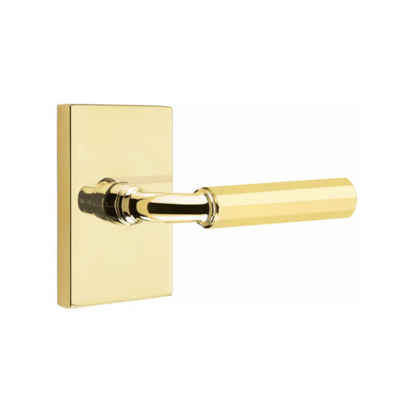 Emtek Select R-BAR Faceted Lever Concealed Screws with Modern Rectangular Rosette
